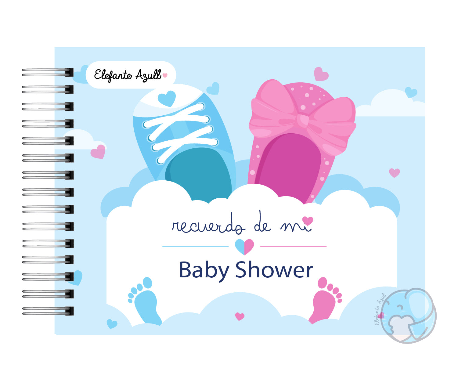 Libro de Recuerdos del Baby Shower - Elefante Azull