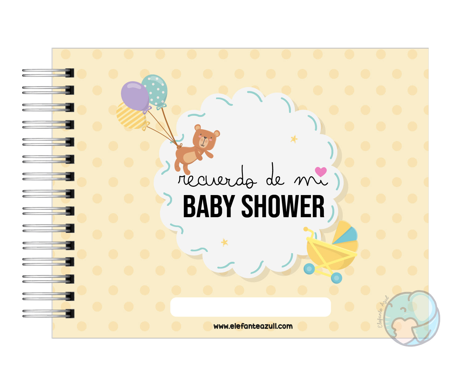 Libro de Recuerdos del Baby Shower - Elefante Azull